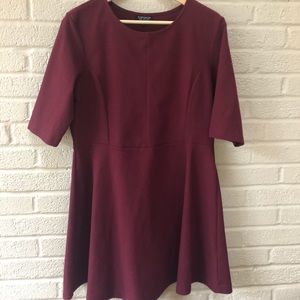 Topshop Burgundy Fit and Flare Dress